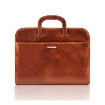 イタリア製ベジタブルタンニンレザーのブリーフケースSORRENTO、ハニー