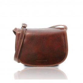 イタリア製ベジタブルタンニンレザーのショルダーバッグ ISABELLA、ブラウン