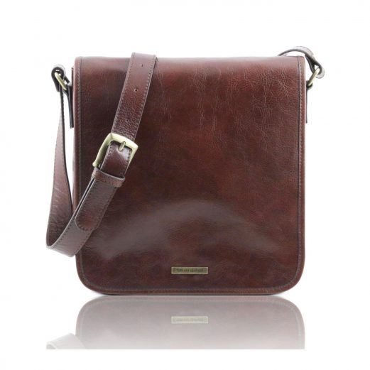 イタリア製ベジタブルタンニンレザーのショルダーバッグ TL Messenger、ブラウン