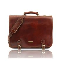 イタリア製ベジタブルタンニンレザーのビジネスバッグ ANCONA、ブラウン