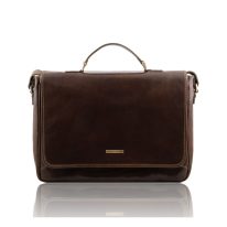 イタリア製ベジタブルタンニンレザーのビジネスバッグPADOVA、ダークブラウン