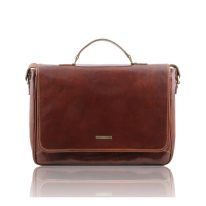 イタリア製ベジタブルタンニンレザーのビジネスバッグPADOVA、ブラウン