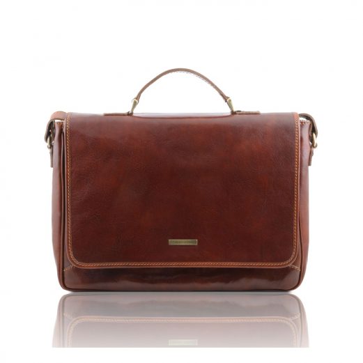 イタリア製ベジタブルタンニンレザーのビジネスバッグPADOVA、ブラウン