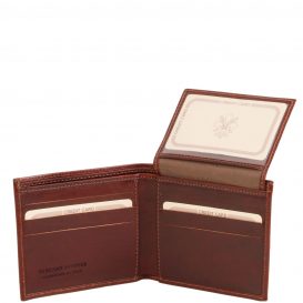 イタリア製フルグレインレザーのIDケースつき小銭入れ無しメンズ財布、ブラウン、茶色、詳細2