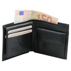イタリア製フルグレインレザーの小銭入れ＆IDケースつきメンズ財布、詳細1