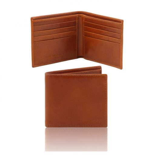 イタリア製本牛革カーフレザーのメンズ財布、ハニー