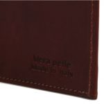 イタリア製ベジタブルタンニンレザーの小銭入れつきメンズ長財布、ロゴ詳細2