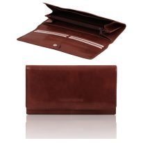 イタリア製フルグレインレザーの長財布、ブラウン