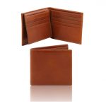 イタリア製本牛革カーフレザーのメンズ財布、ハニー