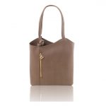 イタリア製PATTY-3 サフィアーノレザー・リュック&ショルダー2way バッグ・ダークトープ