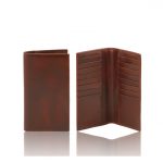 イタリア製本牛革カーフレザーのメンズ長財布、ブラウン
