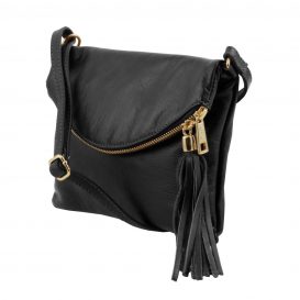 イタリア製ソフトレザーのタッセルつきポシェット TL Young Bag、ブラック、詳細1 イタリア製ソフトレザーのタッセルつきポシェット TL Young Bag、ブラック、詳細1