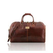 イタリア製ベジタブルタンニンレザーの旅行/衣装バッグ ANTIGUA、ブラウン