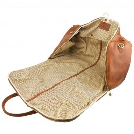 イタリア製ベジタブルタンニンレザーの旅行/衣装バッグ ANTIGUA、ナチュラル詳細5