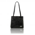 MARTINA イタリア製ベジタブルタンニンレザーのリュック&ショルダー2WAYバッグ、ブラック、黒