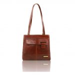 MARTINA イタリア製ベジタブルタンニンレザーのリュック&ショルダー2WAYバッグ、ブラウン、茶色