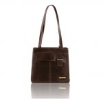 MARTINA イタリア製ベジタブルタンニンレザーのリュック&ショルダー2WAYバッグ、ダークブラウン・こげ茶