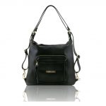 イタリア製柔らかいソヴァージュレザーの2WAYリュック&ショルダーTL BAG、黒、ブラック