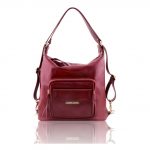 イタリア製柔らかいソヴァージュレザーの2WAYリュック&ショルダーTL BAG、ボルドー、ワインレッド