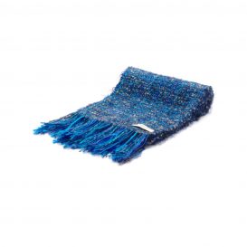 イタリア製ハンドメイド手織りマフラー、ステファノ・チャッピ、stefano ciappi、青、ブルー