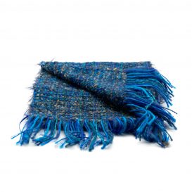 イタリア製ハンドメイド手織りマフラー、ステファノ・チャッピ、stefano ciappi、青、ブルー