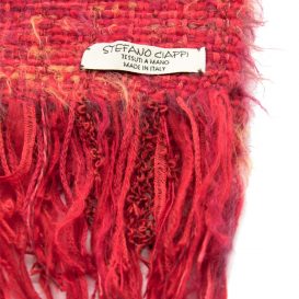 イタリア製ハンドメイド手織りマフラー、ステファノ・チャッピ、stefano ciappi、レッド、赤