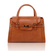 イタリア製フルグレインレザーのハンドバッグ TL NEOCLASSIC、ハニー