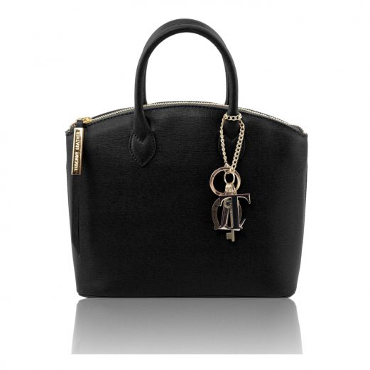 イタリア製サフィアーノレザー2WAYトートバッグ Sサイズ TL KeyLuck、ブラック イタリア製サフィアーノレザー2WAYトートバッグ Sサイズ TL KeyLuck、ブラック