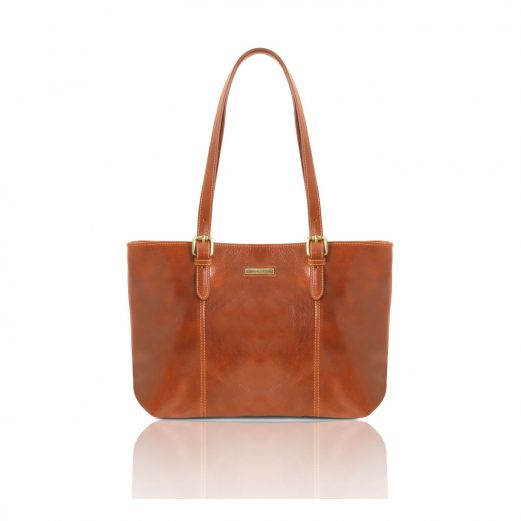 イタリア製ベジタブルタンニンレザーのトートバッグ ANNALISA、ハニー