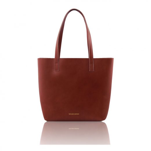 イタリア製ILARIA 取り外し可コンパートメント付き2WAYトートバッグ、ブラウン、茶色