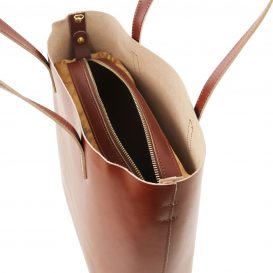 イタリア製ILARIA 取り外し可コンパートメント付き2WAYトートバッグ、ブラウン、茶色、詳細2