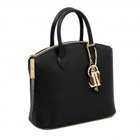 イタリア製サフィアーノレザー2WAYトートバッグ Sサイズ TL KeyLuck、ブラック、詳細1 イタリア製サフィアーノレザー2WAYトートバッグ Sサイズ TL KeyLuck、ブラック、詳細1