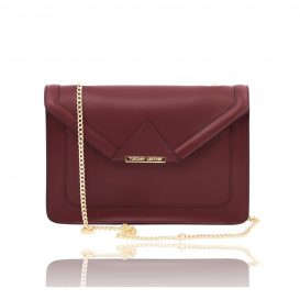 イタリア製ゴールドチェーンのショルダーバッグ IRIDE、ボルドー