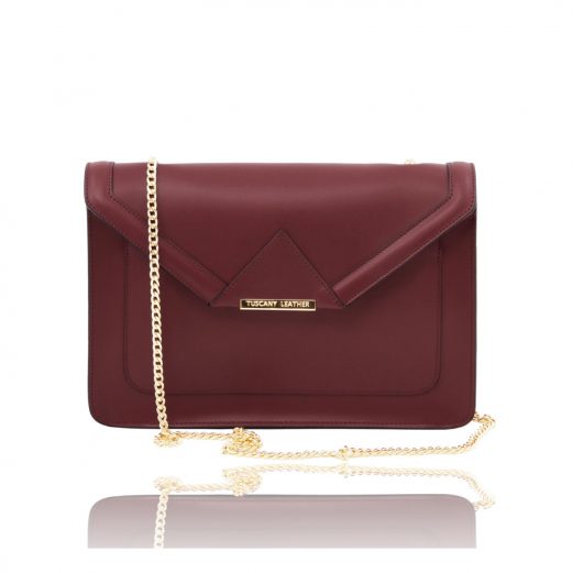 イタリア製ゴールドチェーンのショルダーバッグ IRIDE、ボルドー