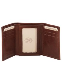 イタリア製フルグレインレザーのIDカード＆紙幣入れメンズ三つ折り財布、詳細