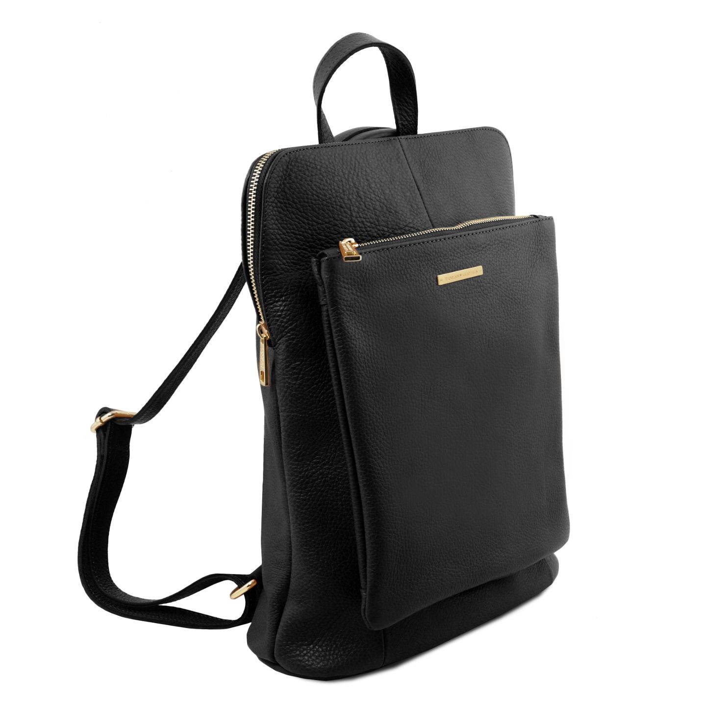 イタリア製シボ型押しレザー2WAYリュック・ショルダーバッグ TL BAG、ブラック、詳細1
