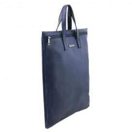 イタリア製シボ加工ソフトレザーの２WAYトートバッグ TL BAG、ダークブブルー、ネイビー、詳細1
