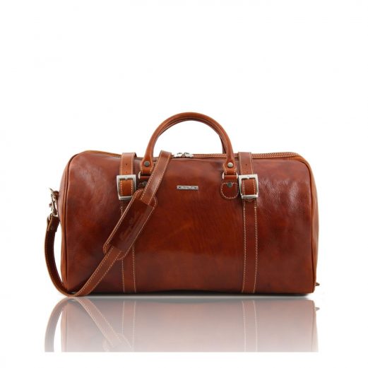 イタリア製ベジタブルタンニンレザーのボストンバッグBERLINO (Lサイズ)、ハニー