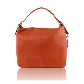 イタリア製シボレザーのワンハンドル・ショルダーバッグ TL BAG、ブランデー