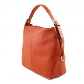イタリア製シボレザーのワンハンドル・ショルダーバッグ TL BAG、ブランデー、詳細1