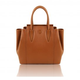 イタリア製シボレザーの２WAYハンドバッグ TULIPAN、コニャック