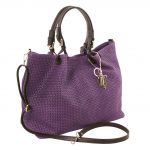 2019年2月19日【 イントレチャート編み込み風スウェードのトートバッグ(Mサイズ):Purple】ご購入の宮城県のお客様より