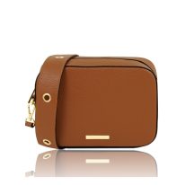 イタリア製シボレザーのショルダーバッグ TL BAG、コニャック