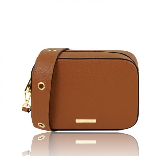 イタリア製シボレザーのショルダーバッグ TL BAG、コニャック