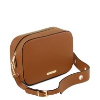 イタリア製シボレザーのショルダーバッグ TL BAG、コニャック、詳細1