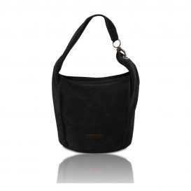 イタリア製スウェードのワンショルダーバッグ TL BAG、ブラック
