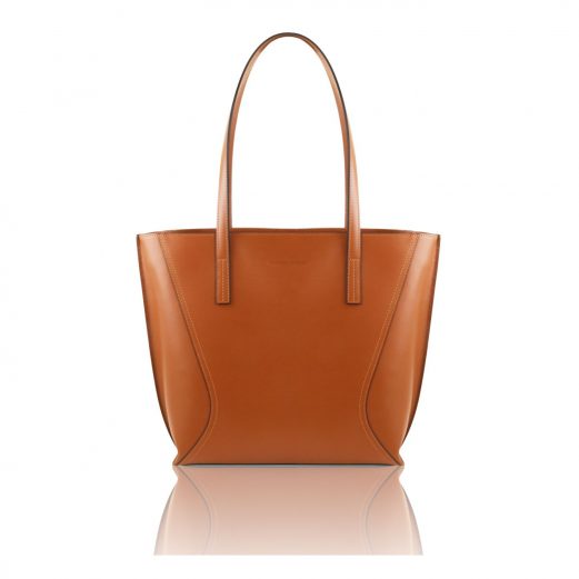 イタリア製ルーガレザーのトートバッグ NEMESI、コニャック