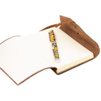 イタリア製フローラル模様レザーカバーのノート、イメージ