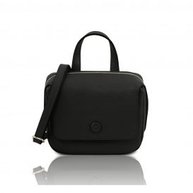 イタリア製サフィアーノレザー3WAYハンドバッグ DALIA、ブラック