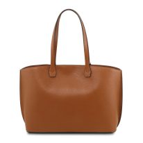 イタリア製シボ型押しレザートートバッグTL BAG、コニャック、詳細2